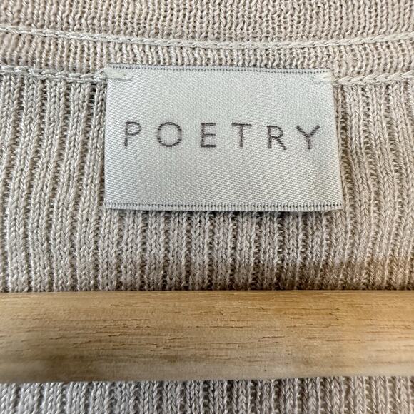 POETRY 100% Linen Button Front Cardigan Womens Top SIZE 12 Tan Neutral Classic - Picture 8 of 9